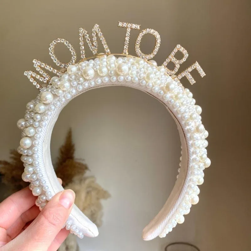 

Элегантная жемчужная повязка на голову для будущих мам – тиара для мамы на вечеринку в честь рождения ребенка с блестящими кристаллами, идеальный подарок и аксессуар для беременных.