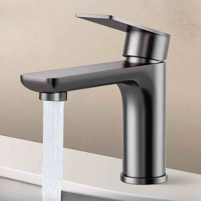 

Gun Gray Stainless Steel Faucet Wash Basin Sink Hot and Cold Water Home Bathroom Kitchen Cabinet Basin Faucet