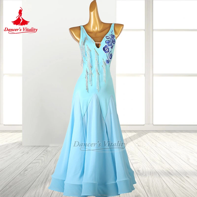 社交ダンス ノースリーブ バックレス トレーニング パフォーマンス モダン ドレス 大人用 フォックストロット ワルツ 衣装 カスタマイズ ダンサーの活力