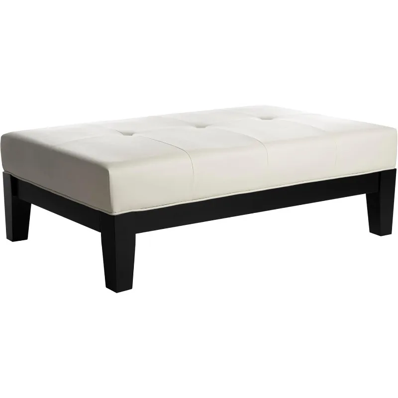 Hudson Collection Liam Leather Cocktail Footstool for Living Room Bedroom Easy To Assemble