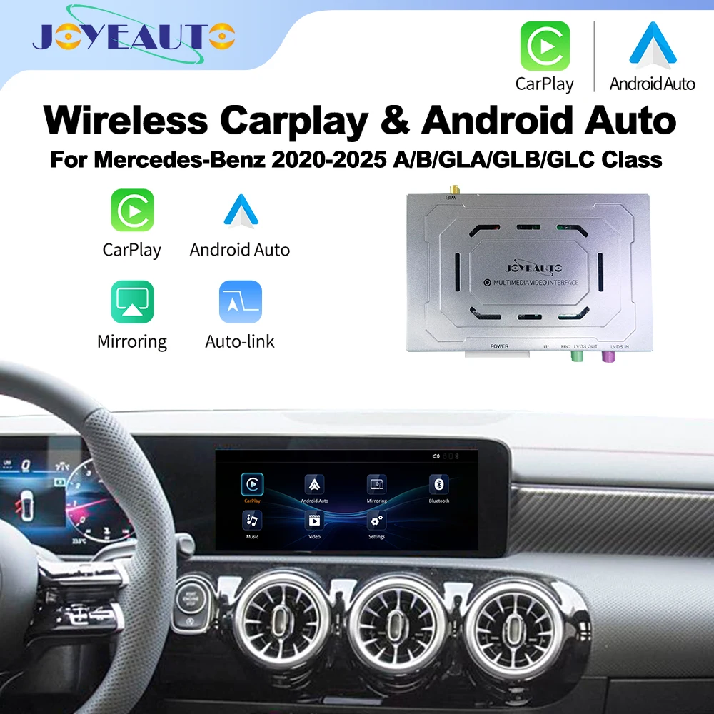 JoyeAuto Wireless CarPlay Android Auto Inteface for Mercedes 2020-2025 A/B/GLA/GLB/GLC Class NTG6.0 Mirroring Retrofit Kit