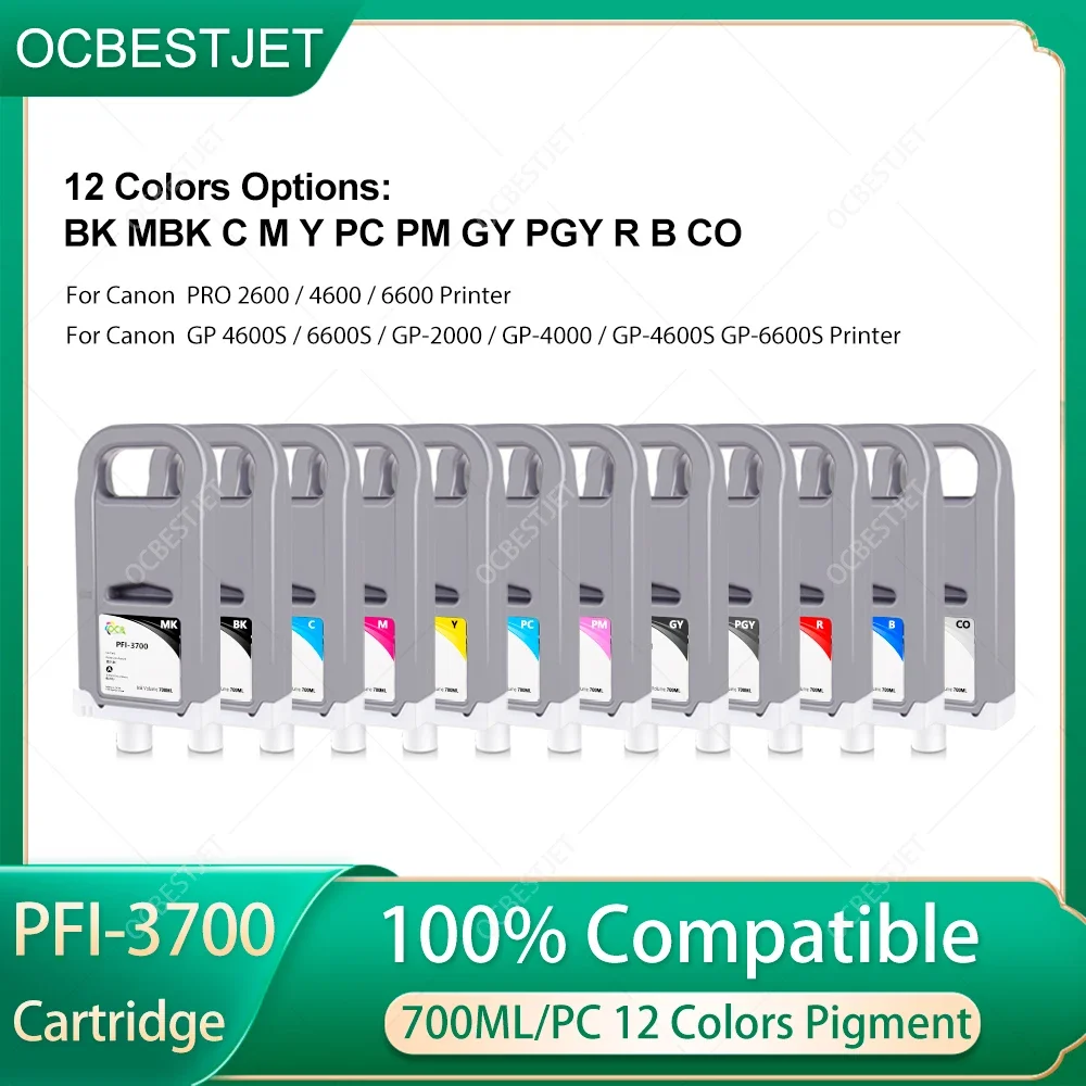 

For Canon PFI-3700 2700 3700 700ML Compatible Ink Cartridge With Pigment Ink For Canon PRO 4600 2600 6600 GP 4600S 6600S Printer
