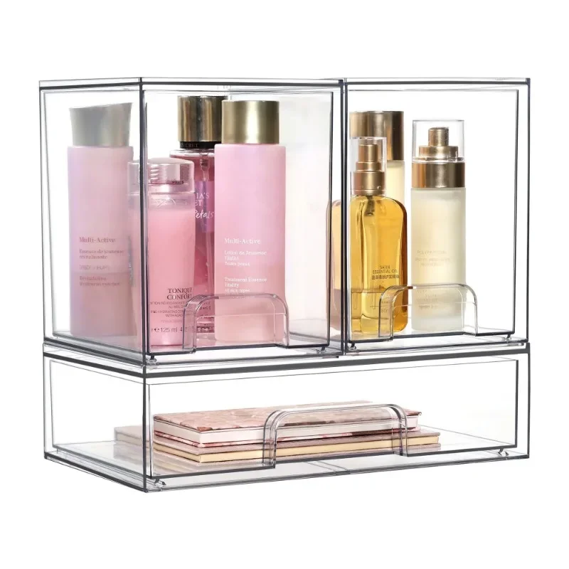 

Stackable Storage Drawers, Plastic Organizer Bins for Makeup, Cosmetics, Beauty Supplies