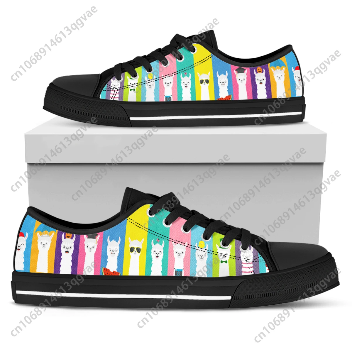 

Cute Cartoon Animal Alpaca Llama Prints Spring New Fashion Canvas Shoes Vulcanized Sneakers Girls Sneakers