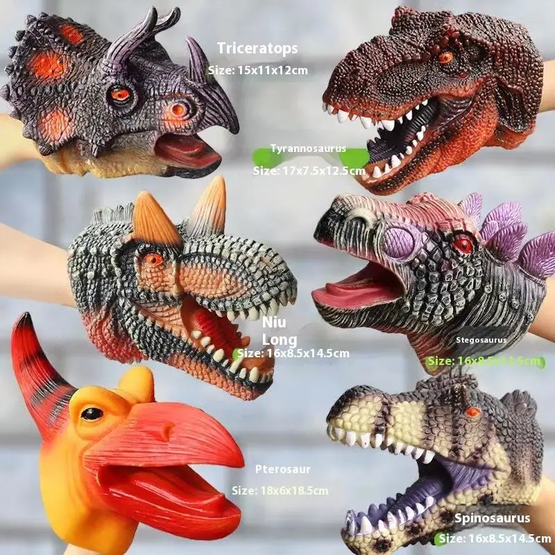 1pc Interactive Dinosaur Hand Puppet Dinosaur Head Model Hand Puppet for Kids PVC Stuffed Toy Parent Child Interactive Play Gift
