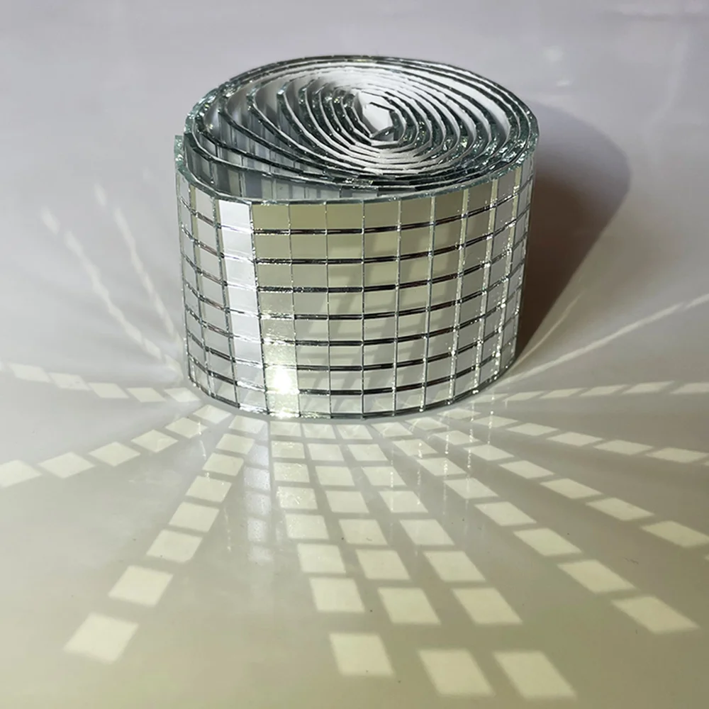 

Disco Ball Mirror Tiles Self Adhesive Disco Ball Tapes Stickers Small Square Mirror Mosaic Tiles for Crafts Decoration Accessory