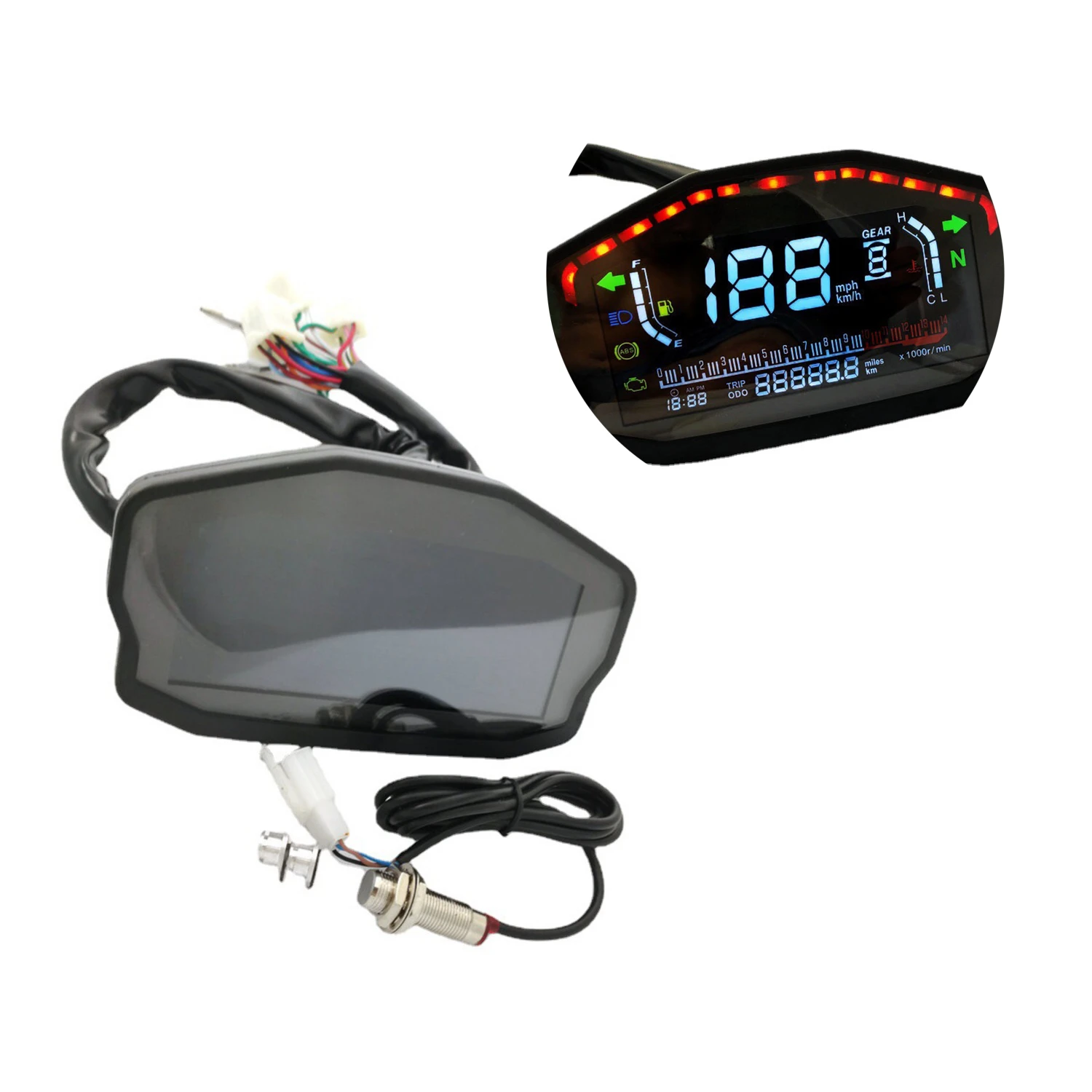 

Motor Universal Motorcycle LED LCD Speedometer Digital Odometer Backlight For 1 2 4 Cylinders BMW Honda Ducati Kawasaki Yamaha