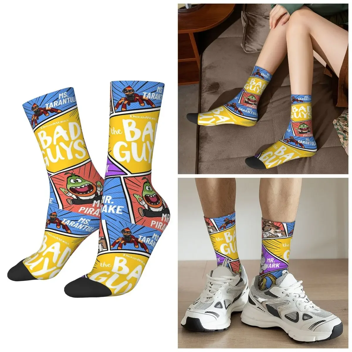 

All Seasons The Bad Guys Cute Socks Harajuku Crew Socks High Quality Stockings for Men Women Valentine's Day Gifts