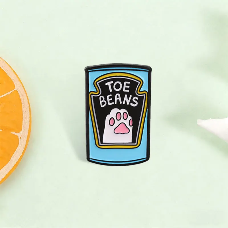 English Phrase Toe Beans Cat Paw Canned Brooch Kawaii Metal Enamel Badge Pins for Gift DIY Clothes Bags Hat T-shirt Accessory
