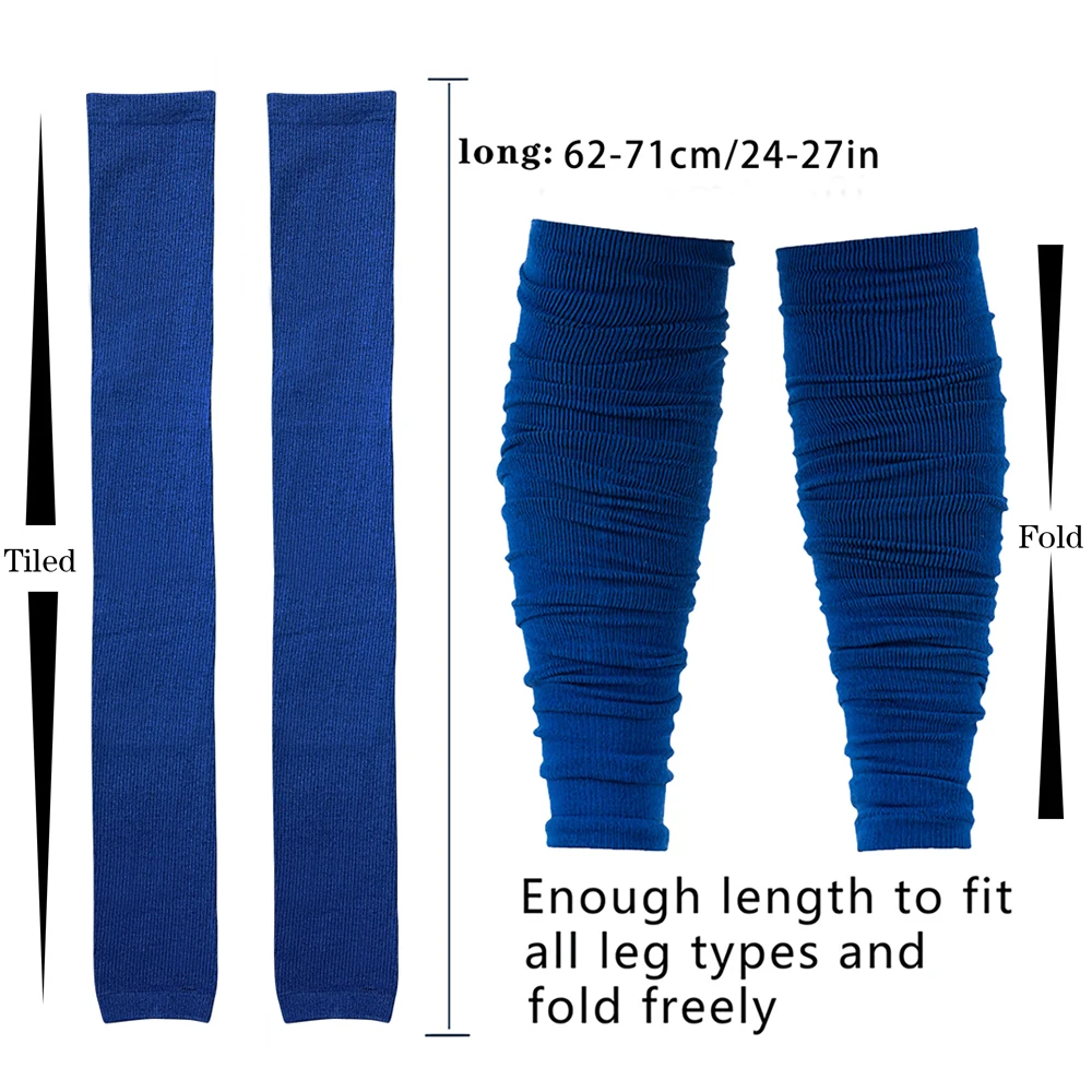Extra Long Convertible Footsocks Sports Leg Warmers Rugby Football Running Crew Socks Compression Moisture-Wicking Grip Socks