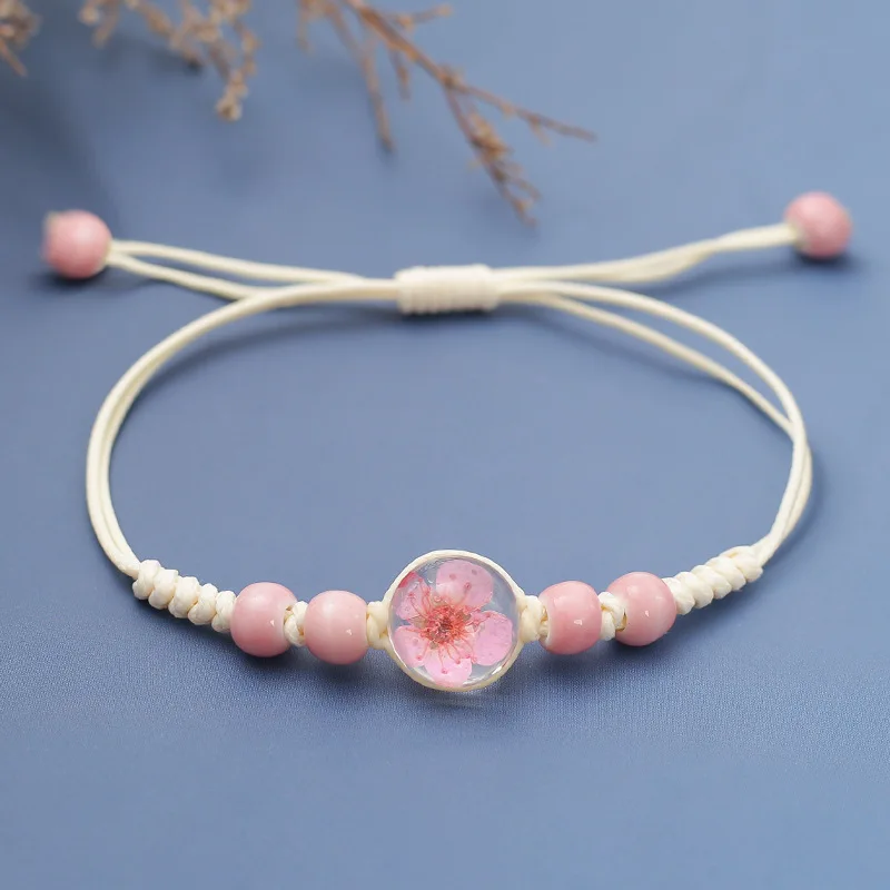 Starry Sky Dried Flower Bracelet Female Student Eternal Flower True Flower Bracelet Simple and Versatile Ceramic Jewelry