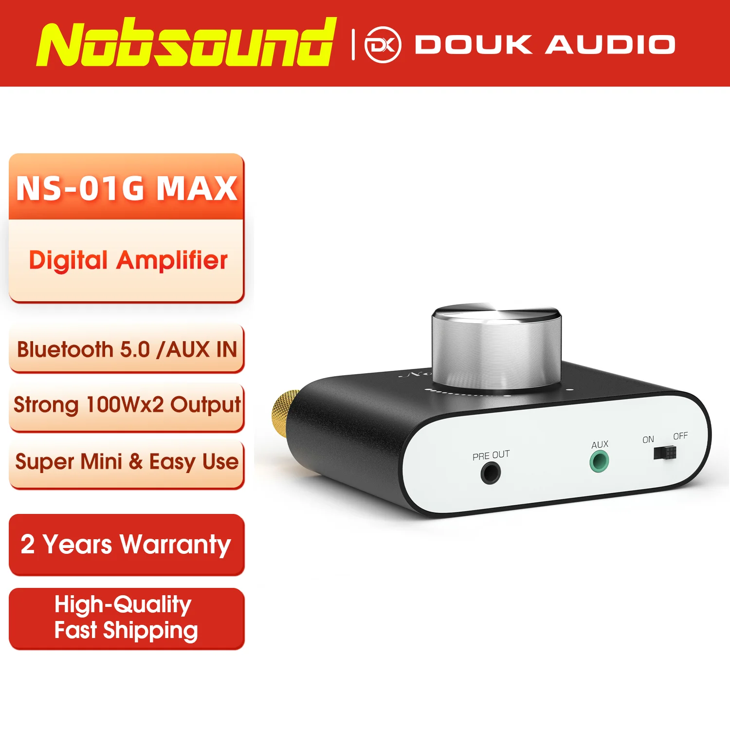 Nobsound NS-01G MAX مضخم رقمي صغير بلوتوث استقبال HiFi Home Auido Power Amp 100 واط + 100 واط