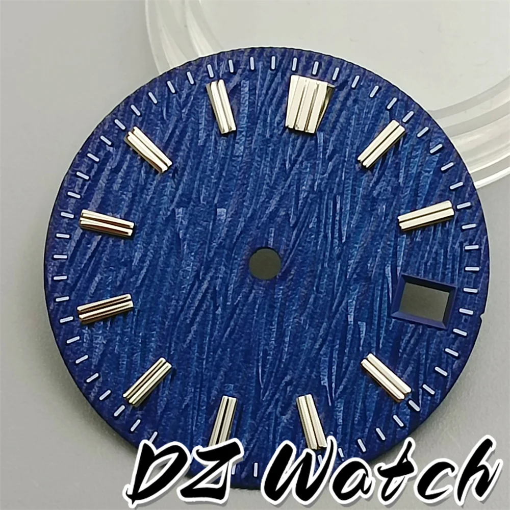 DZ 29mm Watch Dial Black Blue White Dark Green With Birch Texture Design Fit For NH35 NH36 Movement Watch