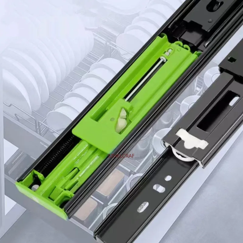 

2 шт. бесшумных направляющих с боковым креплением, высококачественные демпферные направляющие для выдвижных ящиков, мебельная фурнитура