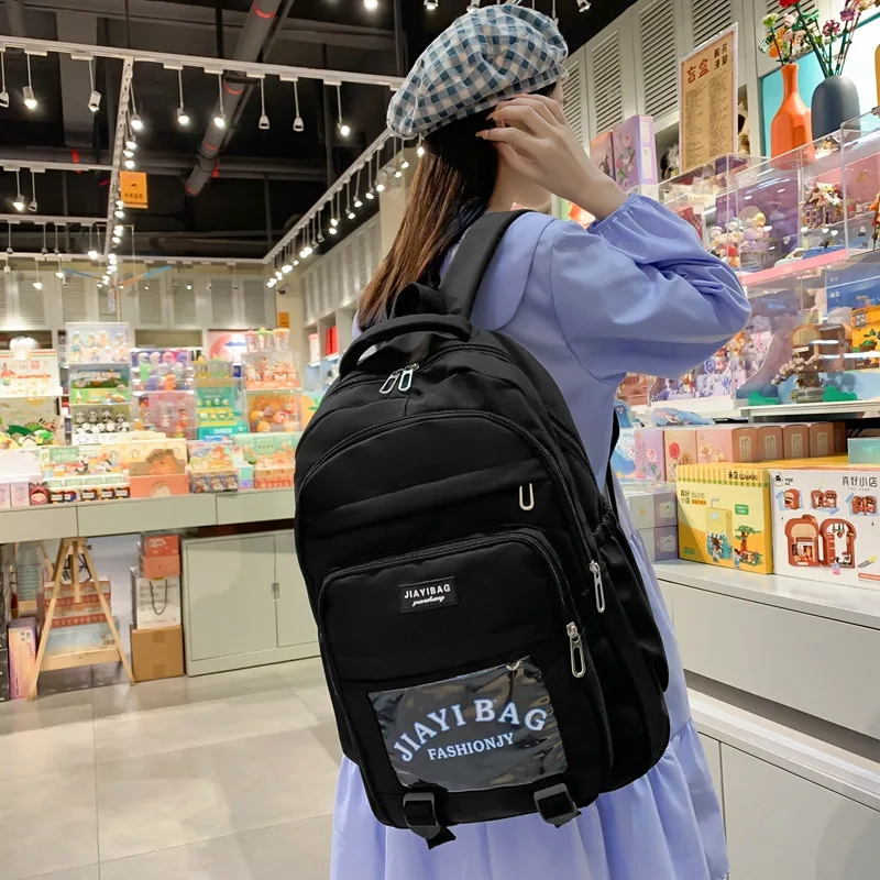 Female 2022 new fashion Korean version of the trend transparent letters backpack leisure simple college style schoolbag