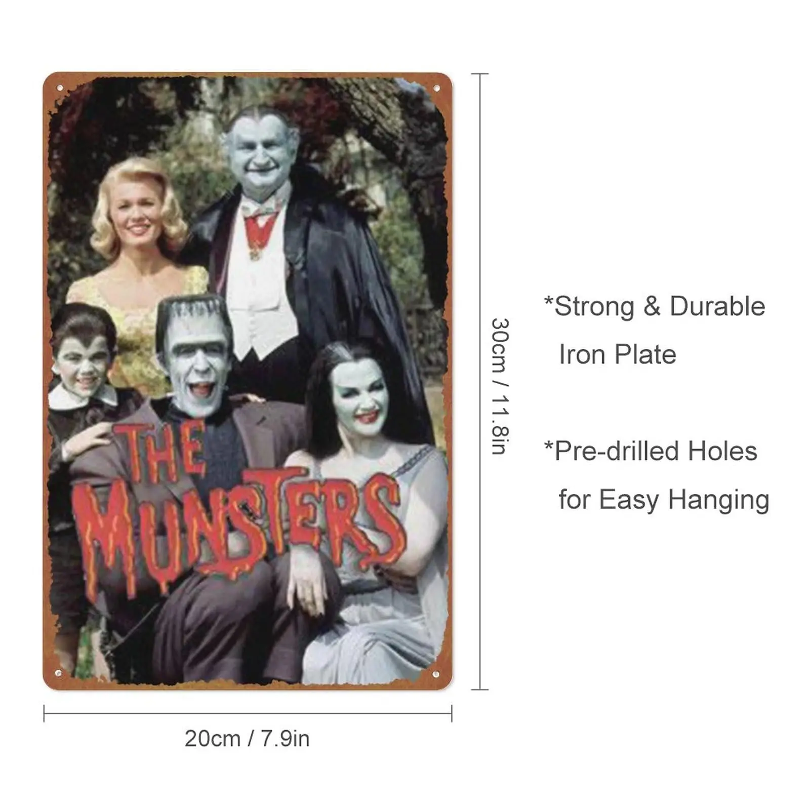 The Munsters Tin Sign Decoration Vintage Metal Movie Poster Signs Wall Decor 8x12 Inch