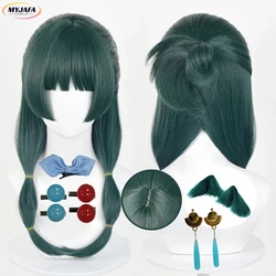 Anime Maomao Cosplay Wig Long Dark Green Scalp Wig Heat Resistant Synthetic Hair Party Unisex Wigs + Wig Cap