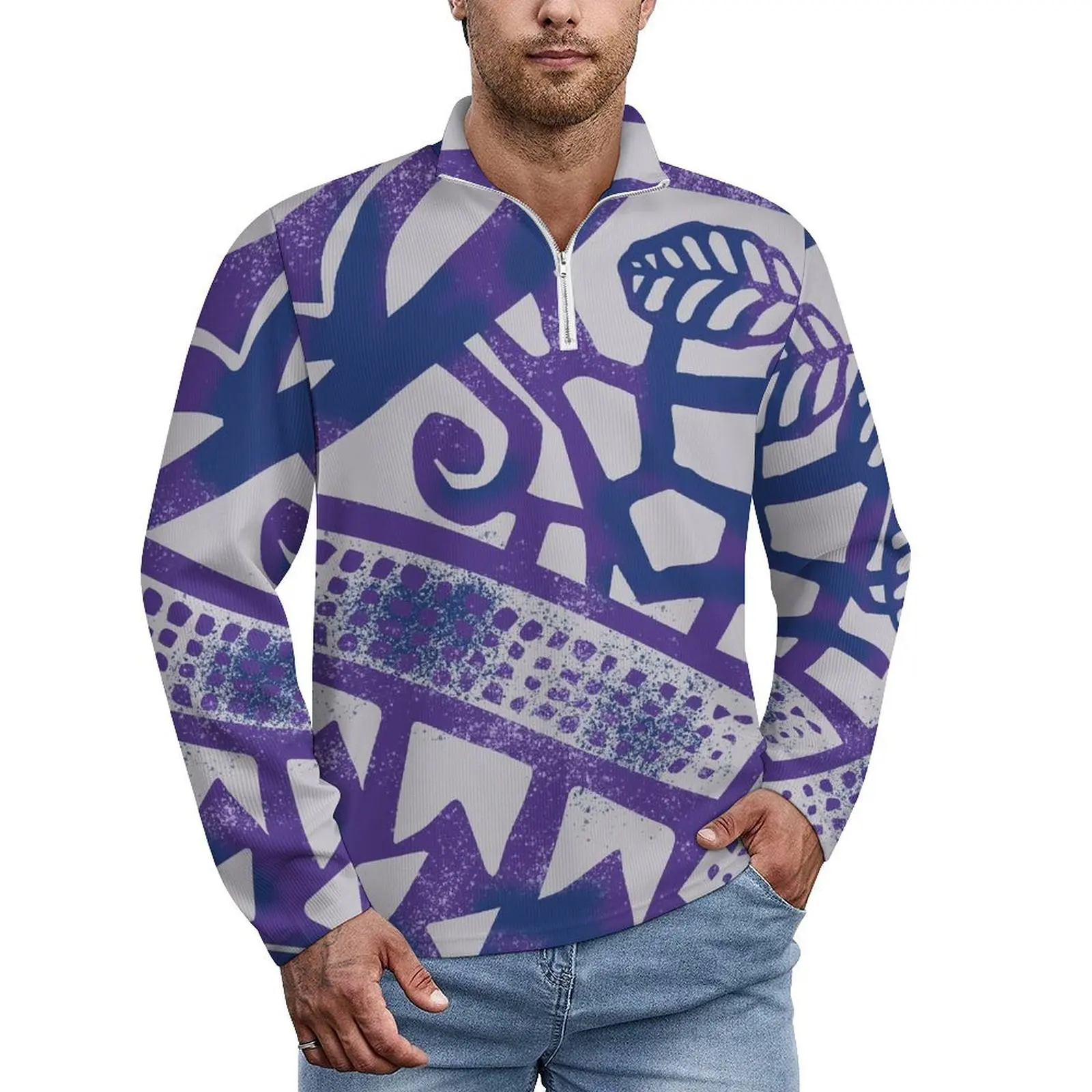 Men'S Sweater Sports Polo Shirt Custom Traditional Polynesian Art Print Warm Comfortable Autumn And Winter Daily Casual Sweater