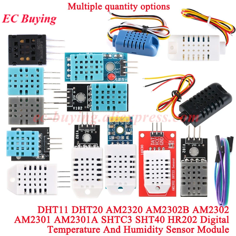 DHT11 DHT20 DHT22 AM2320 AM2302B AM2302 AM2301 AM2301A SHTC3 SHT40 HR202 Modulo sensore digitale di umidità di temperatura per Arduino