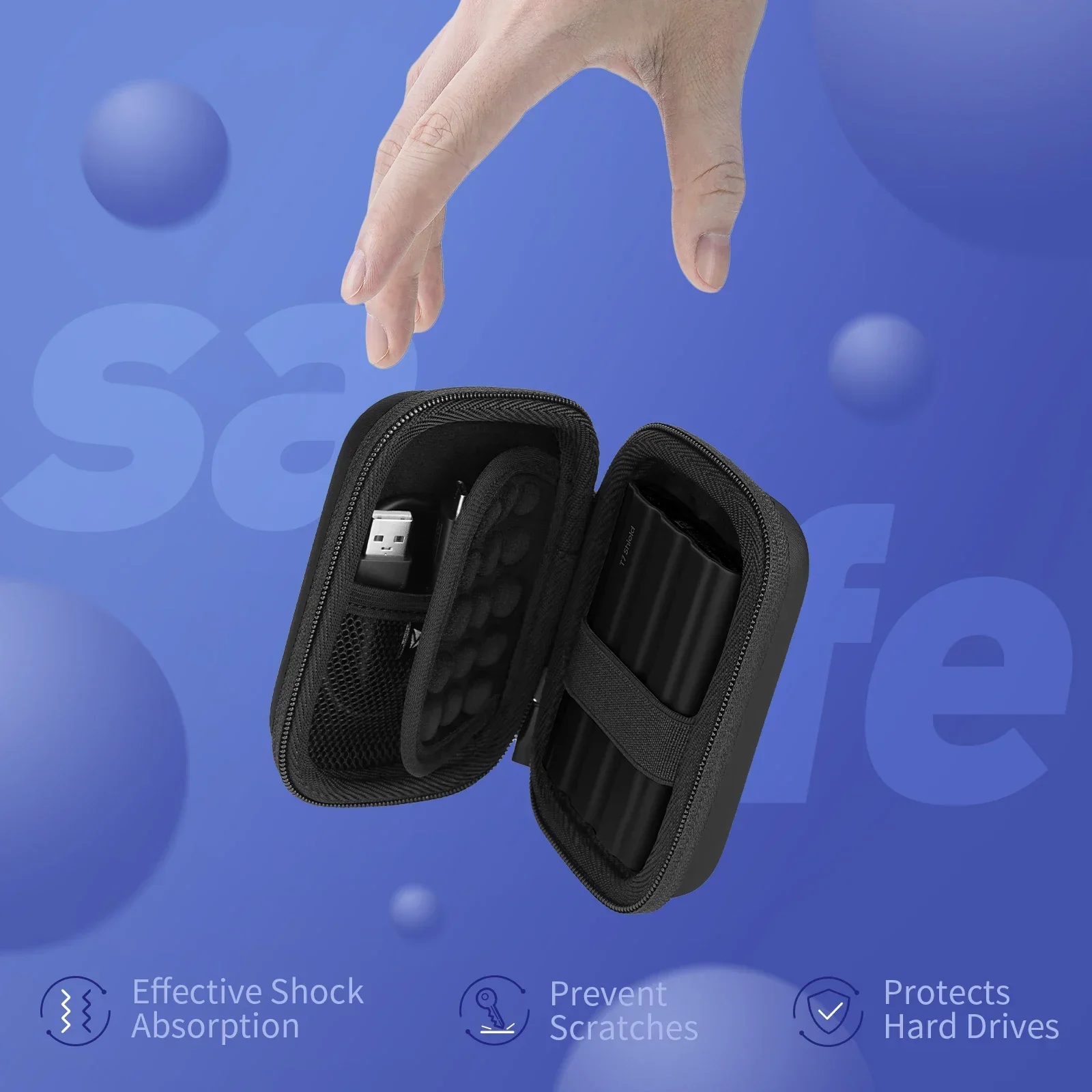 YINKE Portable Travel Storage Shockproof ＆ Waterproof Protective SSD Case, Compatible with Samsung T7 Shield Hard Disk Drive Bag