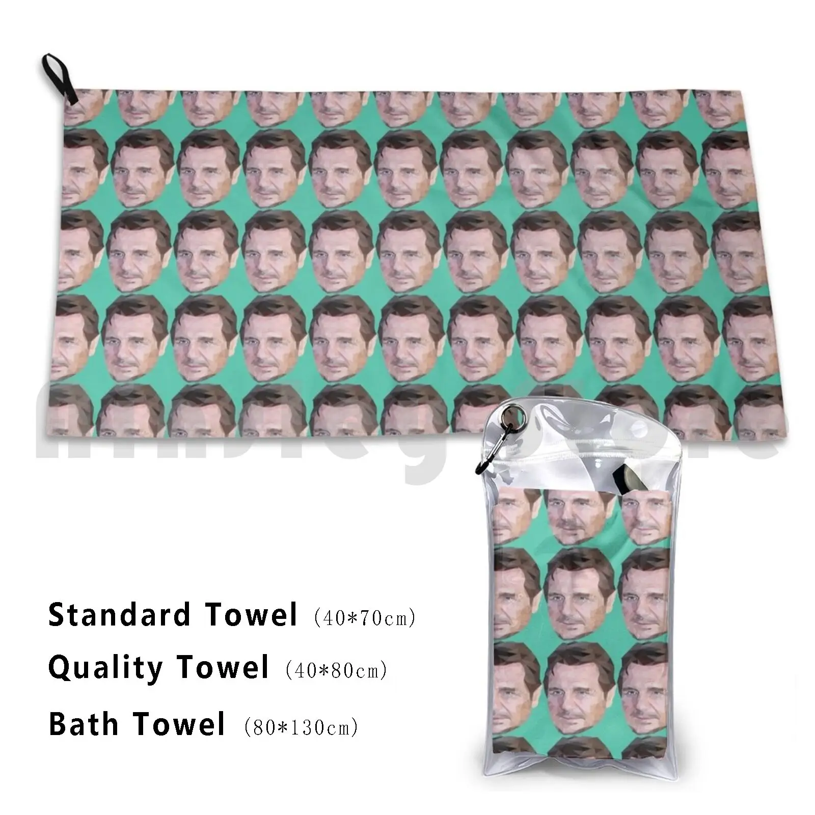 Liam Neeson Low Poly Art Bath Towel Beach Cushion Liamneeson Legend Actor Lowpoly