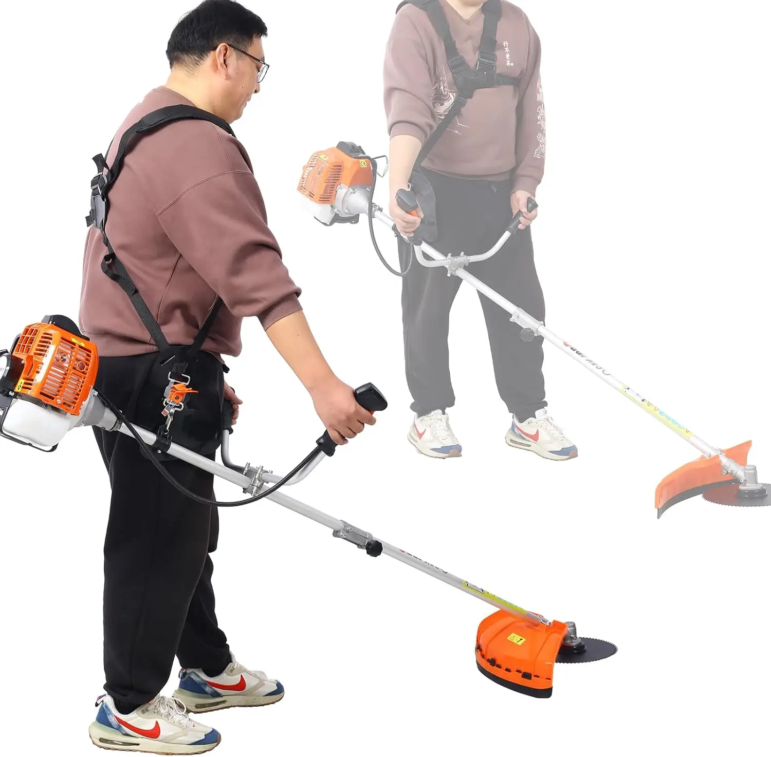 Gas Weed Wacker, 6-in-1 Multi-Functional Trimming Tool with Rotatable Gas Pole Saw Grass String Trimmer Brush Cutter Weed Eater