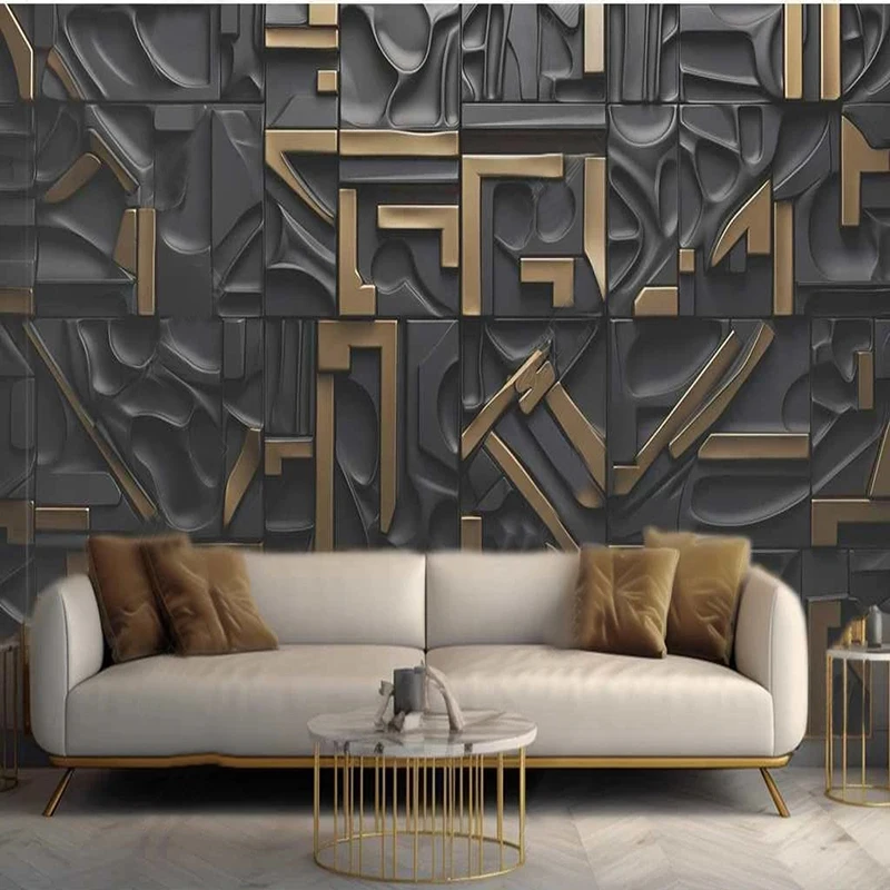 مخصص ثلاثية الأبعاد جداريات حائطية رسائل سوداء الثقافة السوداء روك خلفية غرفة المعيشة أريكة التلفزيون مجردة الفن فريسكو ديكور Papel دي Parede ثلاثية الأبعاد #3