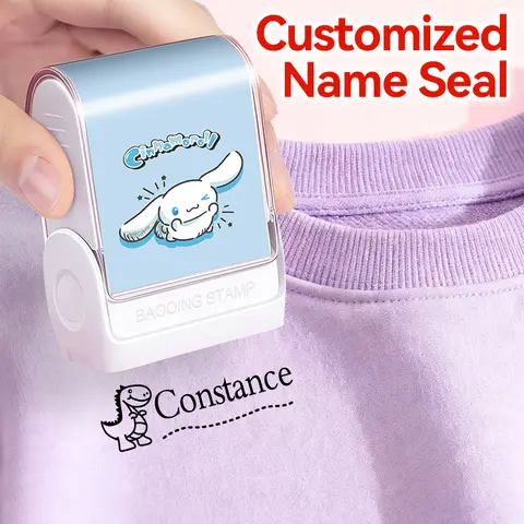 Custom Waterproof Cinnamonroll Name Stamp, Durable Washable Ink for Marking Clothing Notebook and More,Ideal For Back to Shcool