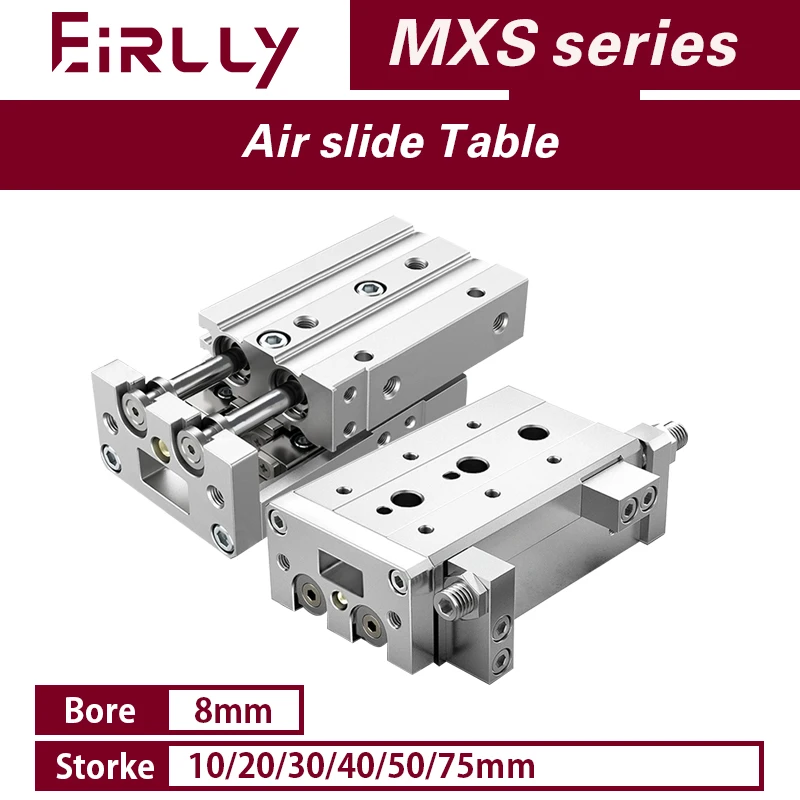 

MXS8 series air slide table dual rod rail pneumatic cylinder bore 8 mm stroke 10-75mm MXS8-20 MXS8-30 MXS8-50A/AS/AT/B/BS/BT