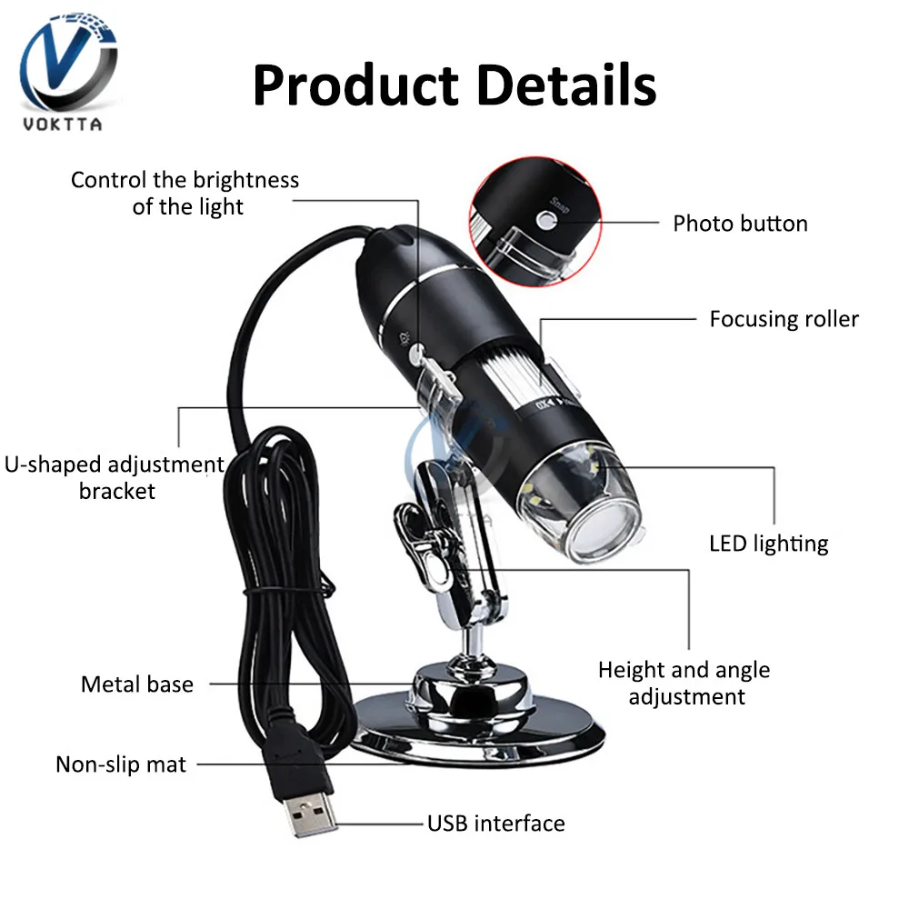 500X 1000X 1600X Mega Pixels Electronic Microscope 8 LED Digital USB Microscope Microscopio Magnifier Stereo Endoscope Camera