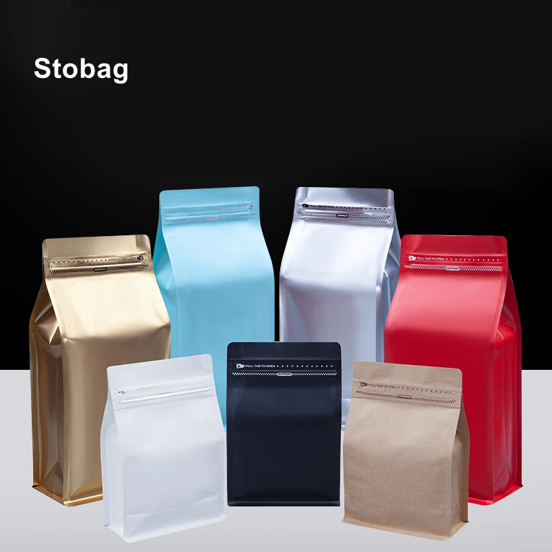 

StoBag 50pcs Colorful Coffee Beans Aluminum Foil Packaging Bag Sealed Food Powder Tea Nuts Storage Airtight Pouches Print Logo