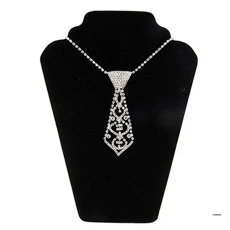 

Women Sexy Glitter for Rhinestone Necktie with Adjustable Chain Jewelry Necklace