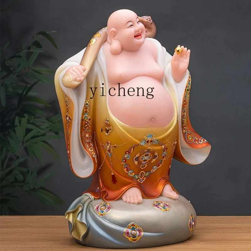 v2 Household offering big belly smiling Buddha statue lucky ornament marble Maitreya Buddha statue