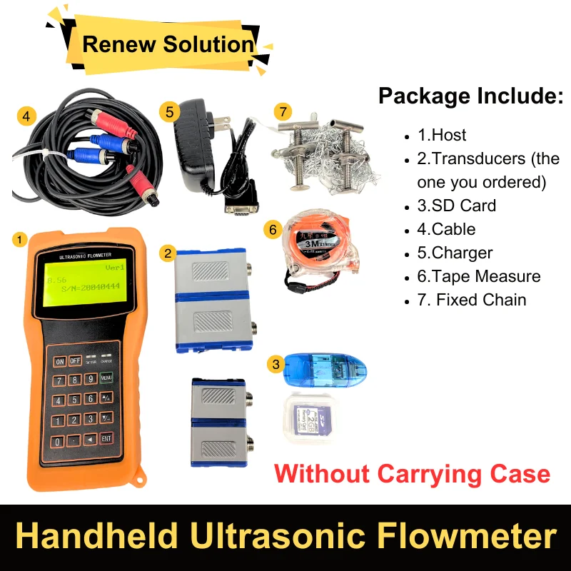 Tuf-2000h Handheld Ultrasonic Flow Meter Portable Flowmeter Ts-2 Dn15-dn100 Tm-1 Dn50-dn700 Without Package Case