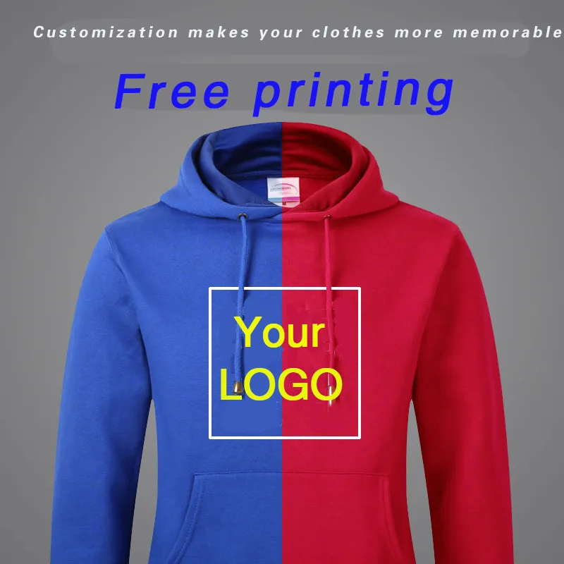 Hoodie custom printing LOGO wool circle plus plush thickened work clothes DIY class service team clothing printed word coat