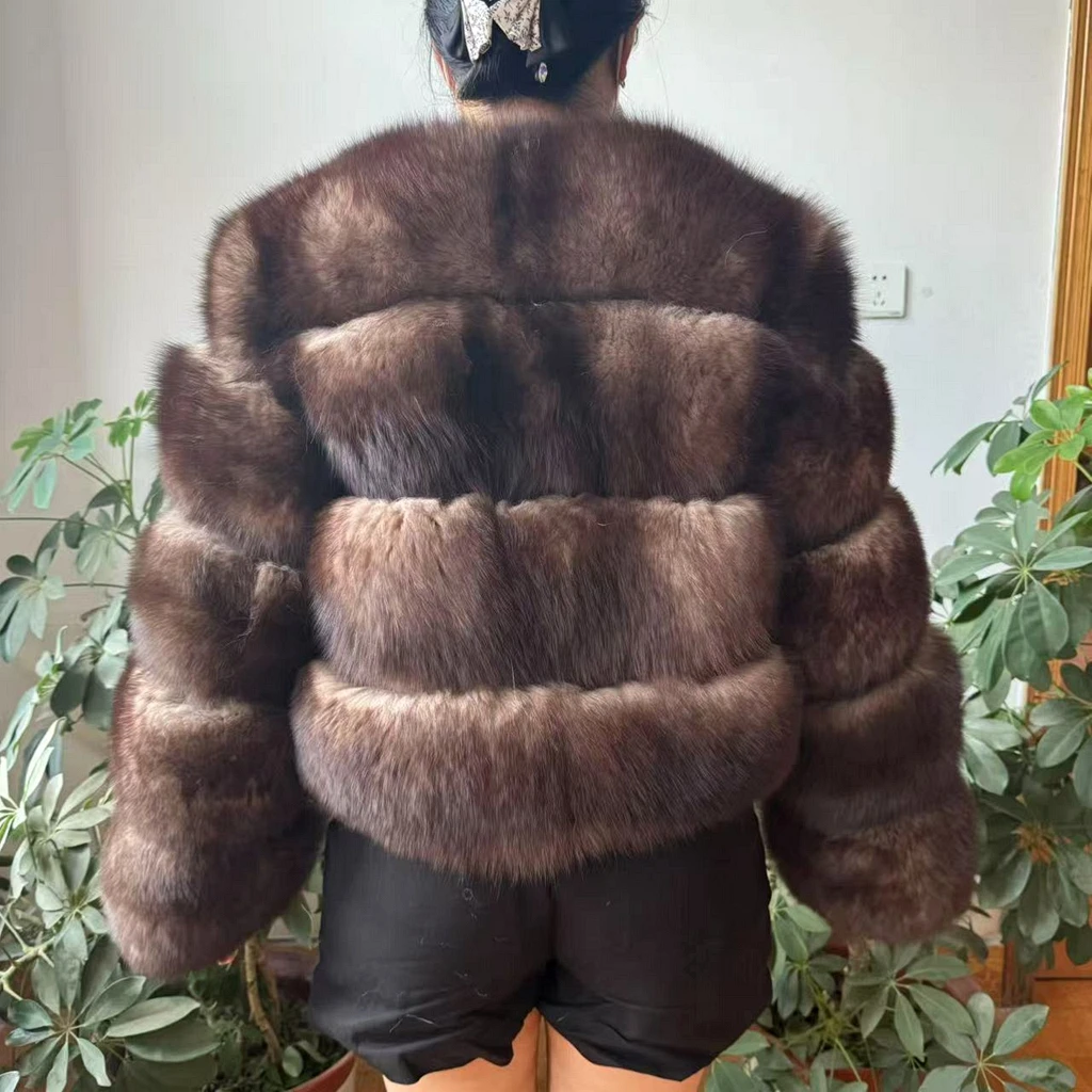 WEFURLENA Silver Fox Fur Coat Winter Jacket Women Natural Raccoon Fur Coat Street Warm Long Sleeve Natural Luxury Jackets