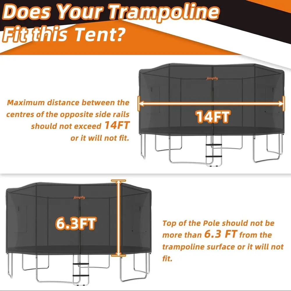 خيمة ترامبولين 14 قدم للأطفال (خيمة فقط)، تناسب 6 أقطاب مستقيمة ترامبولين مستديرة، غطاء ظل ترامبولين مع ضوء LED #2