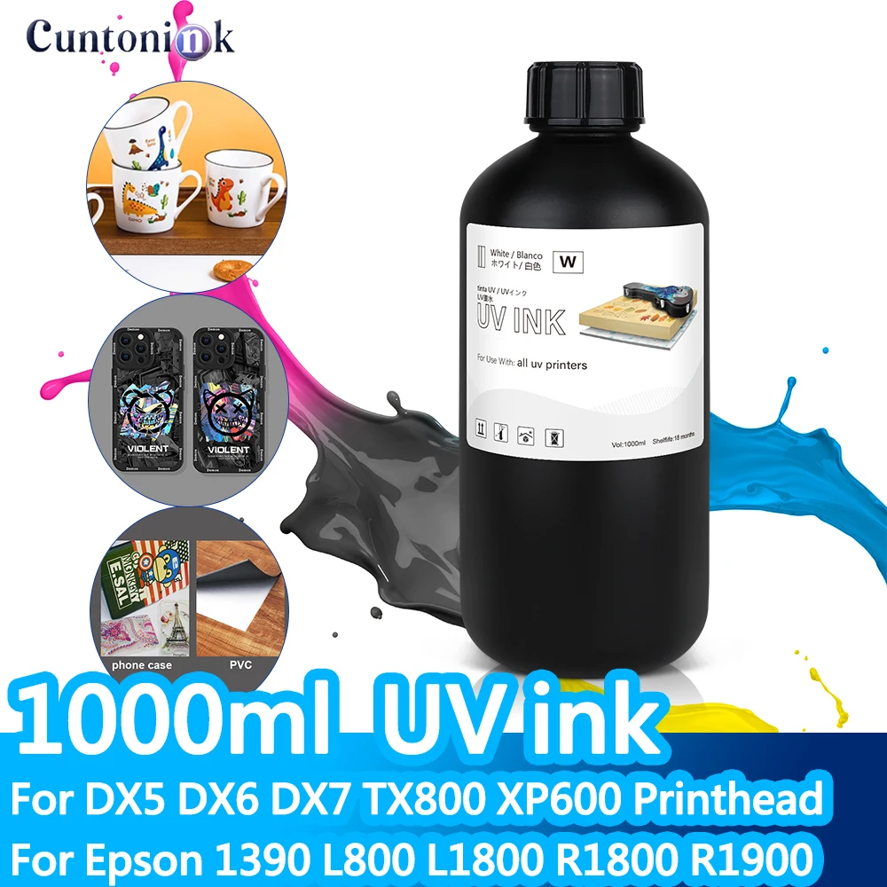 

УФ-чернила 1000 мл для DX5 DX6 DX7 TX800 XP600 Печатающая головка для Epson 1390 L800 L1800 R1800 R1900 для всех УФ-модифицированных принтеров