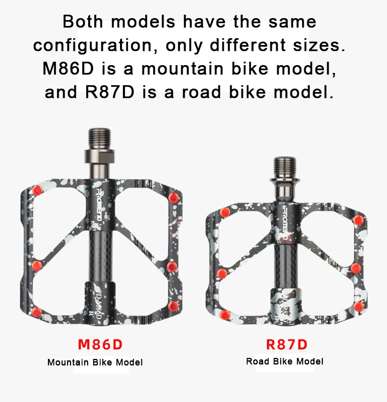 PROMEND MTB-Pedale, ultraleicht, 3-Lager-Pedal, Rennrad, spritzwassert, buntes Kohlefaser-Achsenrohr, Pedal, Fahrradzubehör – Detail 3
