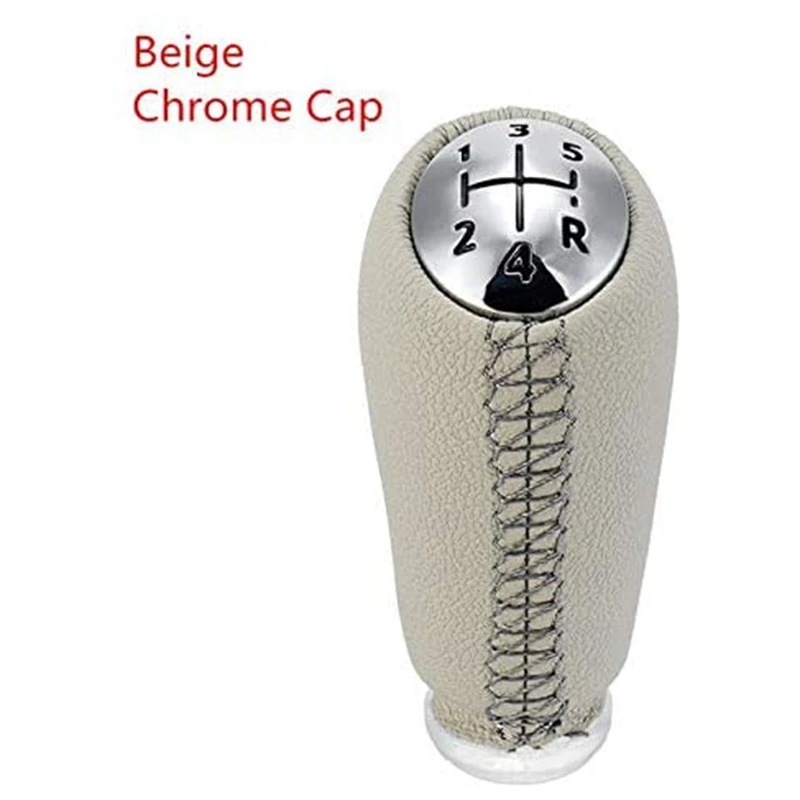 Gear Shift Knob 5Speed Leather MT Gear Shifter Pen Head Ball Beige For Renault Megane II MK2 Scenic 2 Clio 3 III MK3