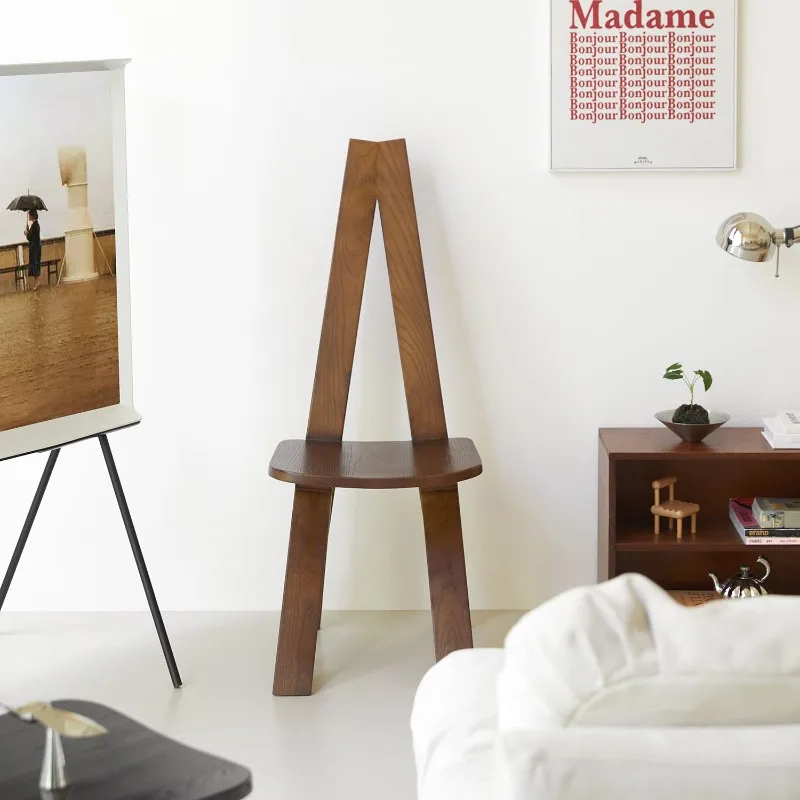 Средневековый стул, офисный обеденный стул из цельного дерева с высокой спинкой, дизайнерский стул ваби-саби, креативный стул