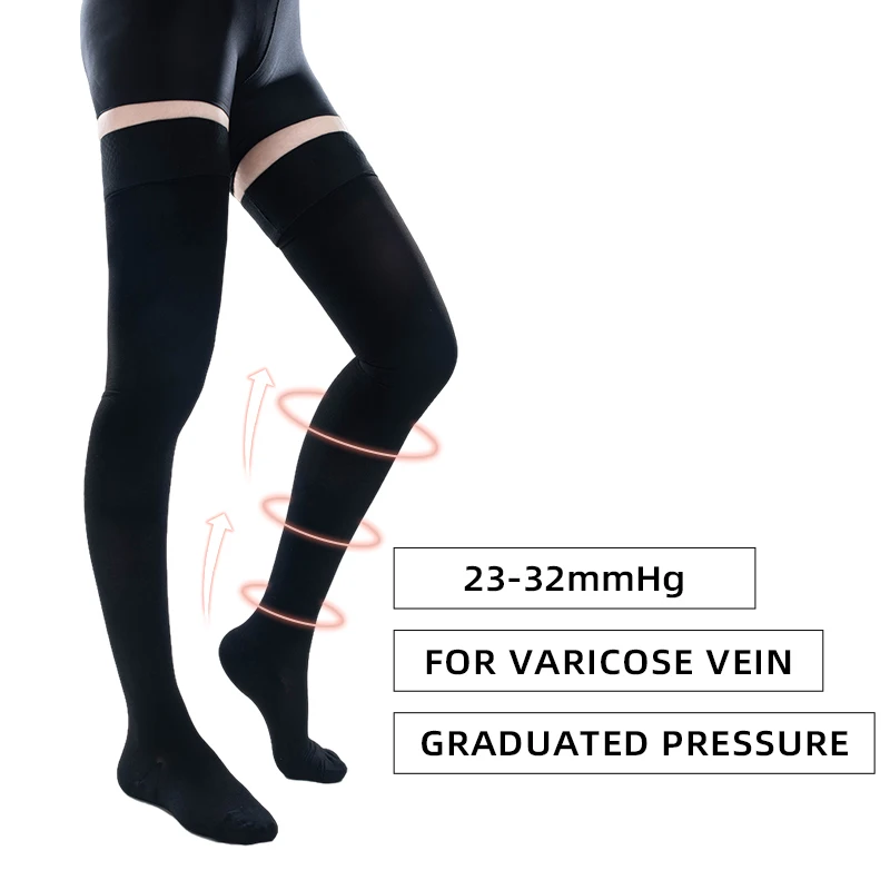 Thigh Medical High Compression Socks A Pair of 23-32 mmHg Elastic Non-slip Auxiliary Treatment Varicose Veins Leg Protection