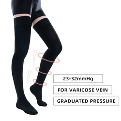 Chaussettes médicales à haute Compression, paire de 23-32 mmHg, traitement auxiliaire élastique antidérapant, Protection des jambes contre les varices