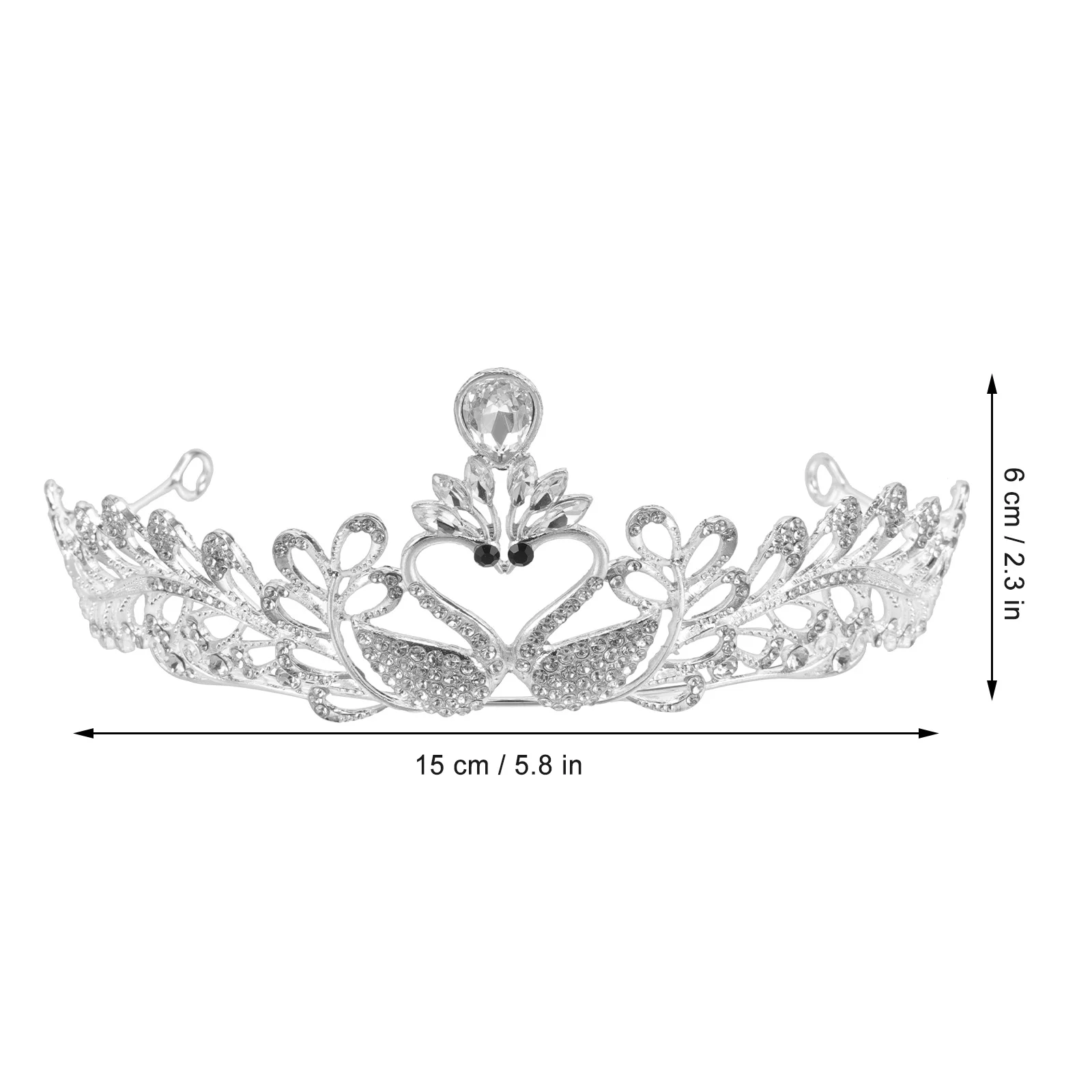 

1Pcs Swan Crown Rhinestone Tiara Bridal Headdress Wedding Bride Hair Accessory Elegant Alloy Banquet Decor Charming Haircut Prop
