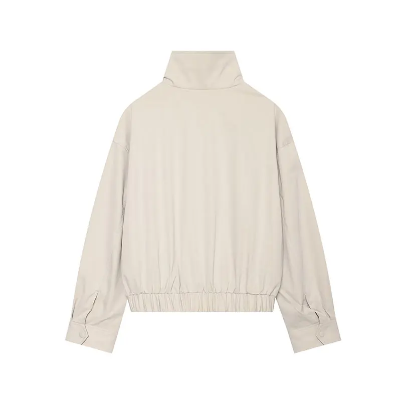 Nlzgmsj 2026 Fashion Oversized Outerwear For Women Stand Neck Epaulet Strap Design Buckle Belt Waist Casual Daily Jacketet