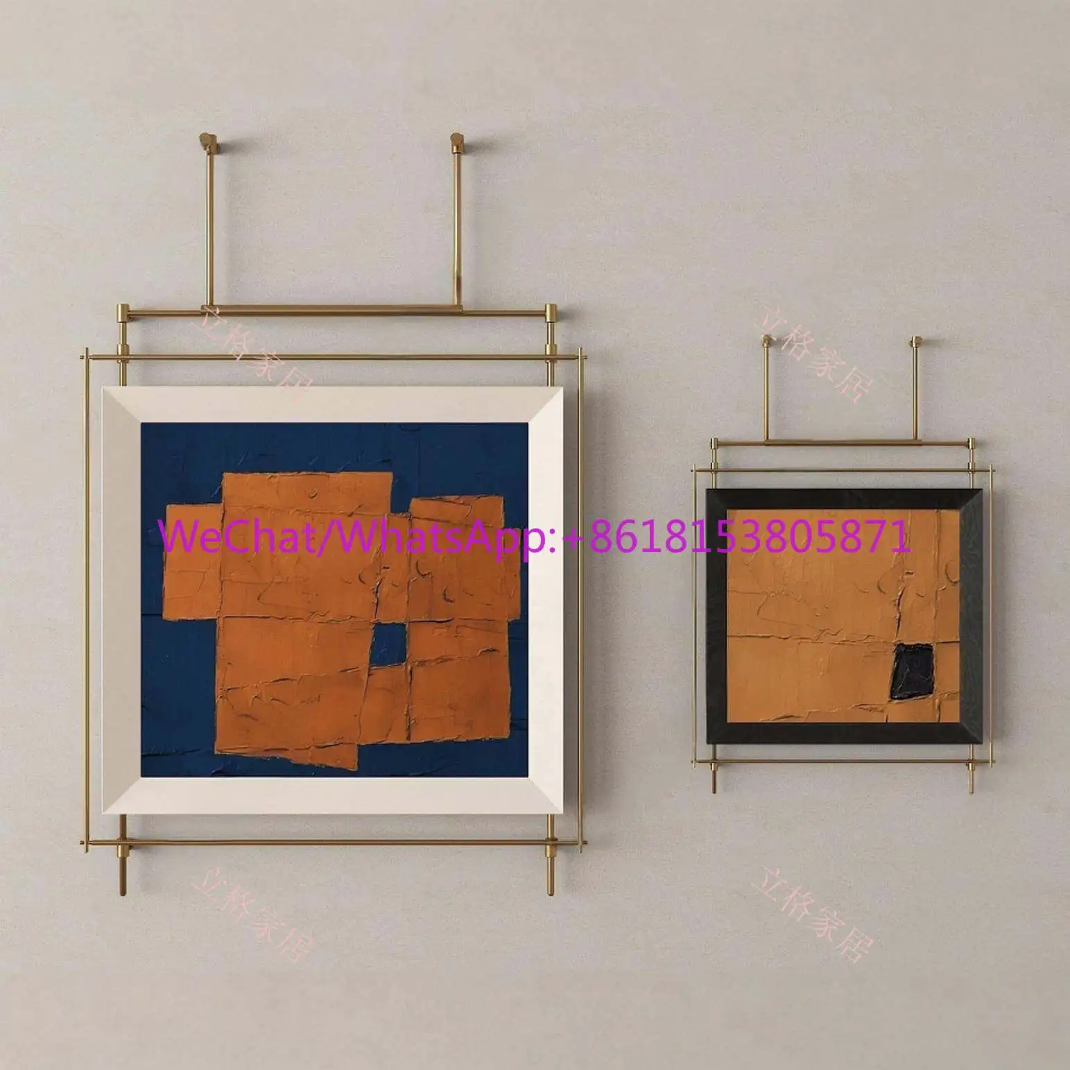 Modern simple wrought iron boom painting entrance three-dimensional installation painting hotel restaurant high sense