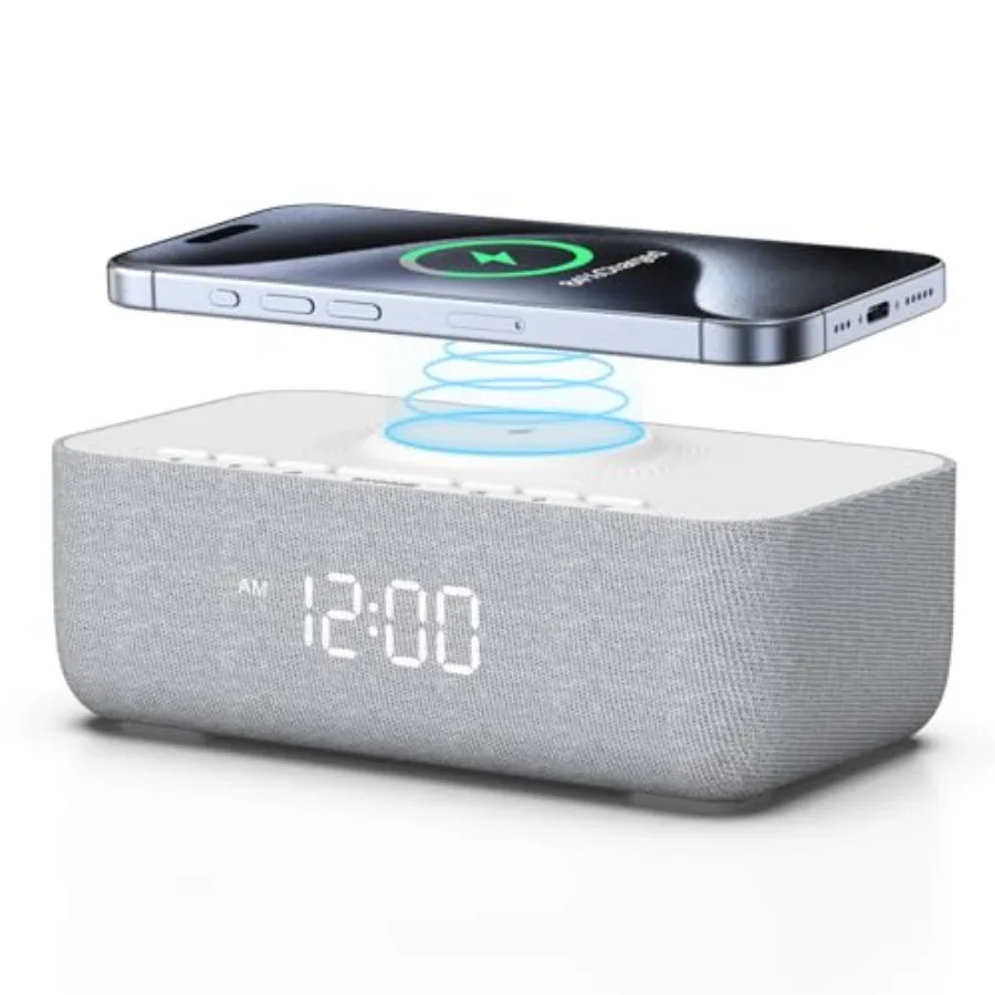 

15W Fast Wireless Charging Alarm Clock with Noise Machine │ 20 High-Fidelity Sleep Sounds │ Gradual Wake and Unlimited Snooze │
