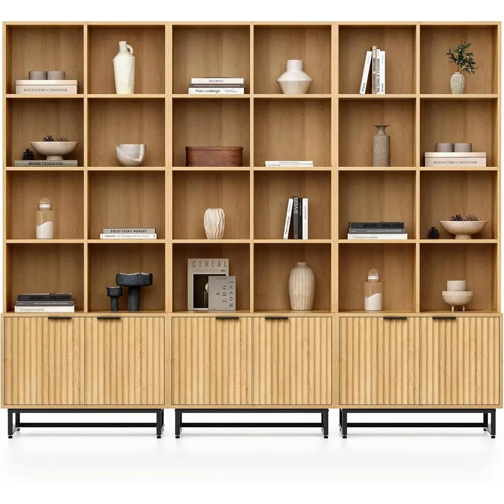 

3-Piece Tall Bookcase Set, 71 High, 4-Tier Adjustable Shelves, Storage & Display, Suitable for Home or Office, Natural Oak Finis