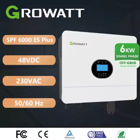 Growatt 6KW Off Grid Inverter SPF 6000 ES Plus Pure Sine Wave With WiFi Single Phase 48VDC 230VAC Hybrid Inverter