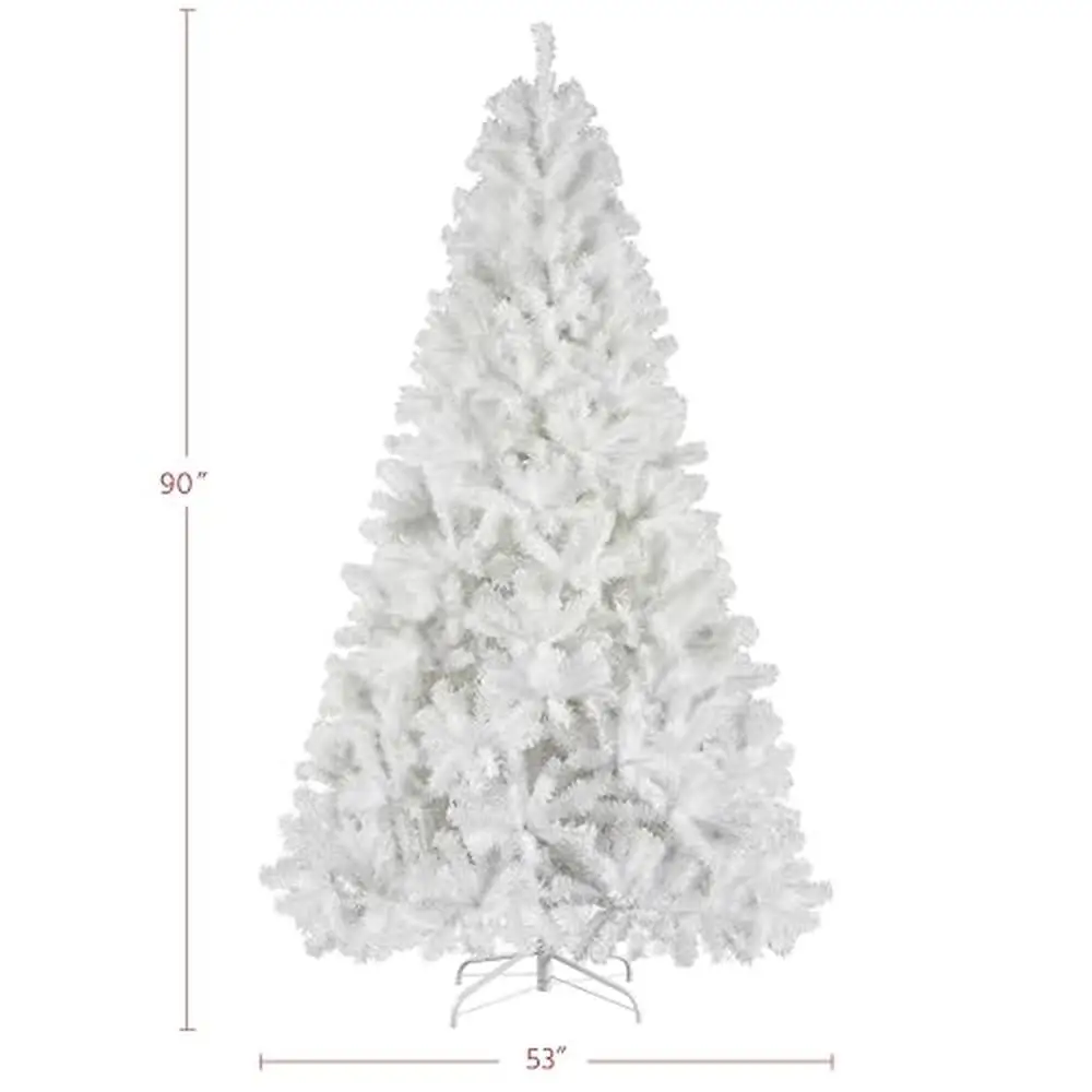 Artificial Christmas Tree PVC Bendable Tips Metal Stand Easy Setup Home Office Decoration White 7.5ft Festive Season Display